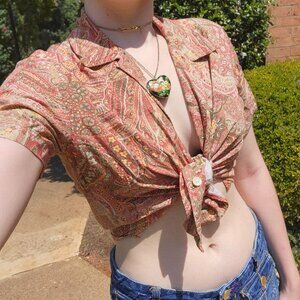 ⋅♡𓂃 ࣪🌼 Villager Sport Liz Claiborne floral multicolor patterned shirt 🌿‧₊˚✨